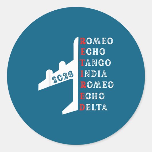 Retired Lot 2026 Phonetic Alphabet Retirement Gift Ronde Sticker (Voorkant)