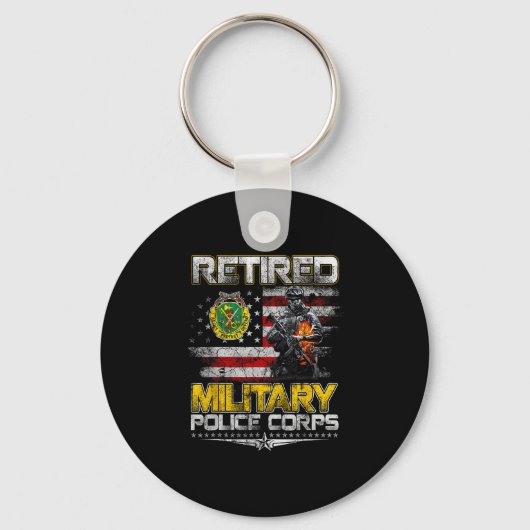 Retired Military Lice Veterans Day Patriotic Memor Sleutelhanger (Voorkant)