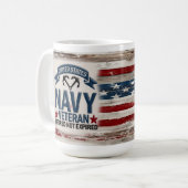 Retired Navy Veteran USA Flag Mug Gift Koffiemok (Voorkant links)