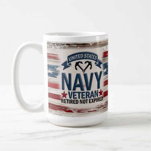 Retired Navy Veteran USA Flag Mug Gift Koffiemok (Links)