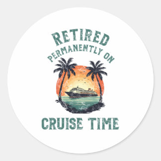 Retired Permanently On Cruise Time Retro Ronde Sticker