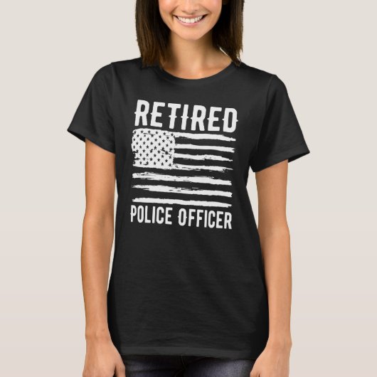 Retired Police Officer Profession American Flag T-shirt (Voorkant)