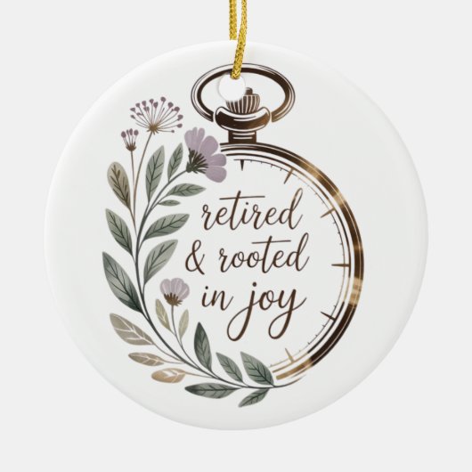 Retired & Rooted in Joy Personalized Name Year Keramisch Ornament (Voorkant)