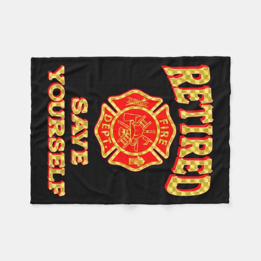 Retired Save Yourself Funny Fireman Retirement Vin Fleece Deken (Voorkant (Horizontaal))