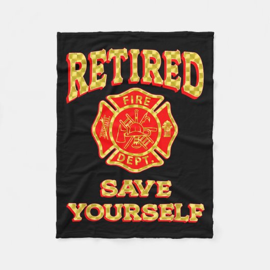 Retired Save Yourself Funny Fireman Retirement Vin Fleece Deken (Voorkant)