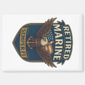 Retired Semper Fi Marine over eagle & flag Magneet (Voorkant)