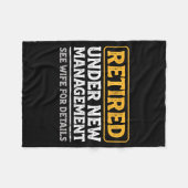 Retired Under New Management Funny Mens Husband Re Fleece Deken (Voorkant (Horizontaal))