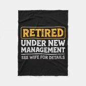 Retired Under New Management Funny Mens Husband Re Fleece Deken (Voorkant)