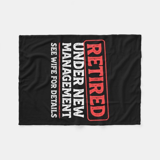 Retired Under New Management Funny Mens Husband Re Fleece Deken (Voorkant (Horizontaal))