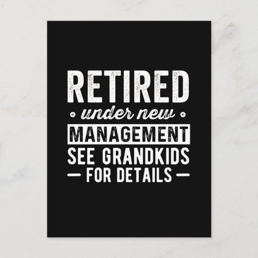 Retired Under New Management see Grandkids Briefkaart (Voorkant)