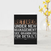 Retired Under New Management See Grandkids Funny R Kaart (Gele Bloem)