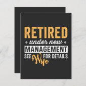 retired under new management see wife for details. bedankkaart (Voorkant / Achterkant)