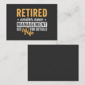 retired under new management see wife for details. visitekaartje (Voorkant / Achterkant)