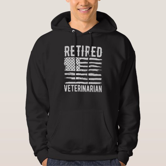 Retired Veterinarian Profession American Flag Hoodie (Voorkant)