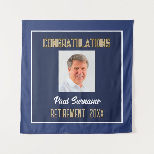 Retiree Congrats! Afmetingen foto-uittredingsmuur Wandkleed (Voorkant)