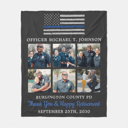 Retirement 6 Photo Thin Blue Line F Fleece Deken (Voorkant)