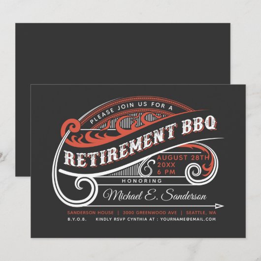  retirement BBQ-uitnodigingen Kaart (Voorkant / Achterkant)
