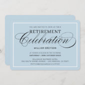 RETIREMENT CELEBRATION DINER modern bleek blauw Kaart (Voorkant / Achterkant)