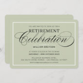 RETIREMENT CELEBRATION DINNER modern sage green Kaart (Voorkant / Achterkant)