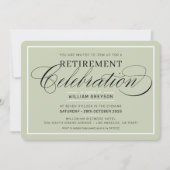 RETIREMENT CELEBRATION DINNER modern sage green Kaart (Voorkant)
