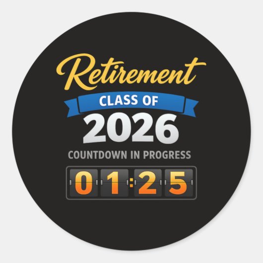 Retirement Class of 2026 Countdown - Teacher Gift Ronde Sticker (Voorkant)