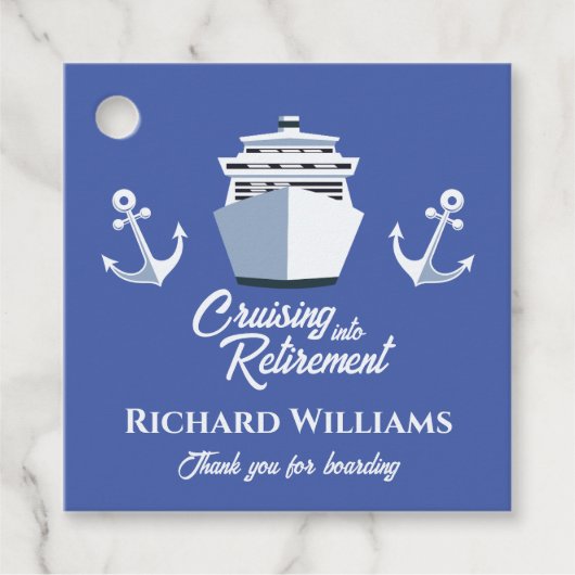 Retirement Cruising into Retirement Cruise Ship Bedankjes Labels (Voorkant)