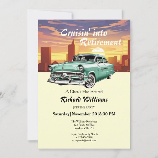 Retirement cruising klassieke retro auto stadsfees kaart (Voorkant)