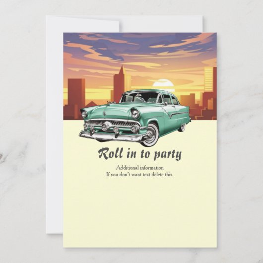 Retirement cruising klassieke retro auto stadsfees kaart (Achterkant)