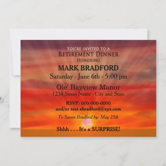 RETIREMENT DINER INVITATION - VISSEN SUNSET - KAART (Achterkant)