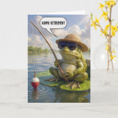 Retirement Frog Fishing on Lily Pad Kaart (Gele Bloem)