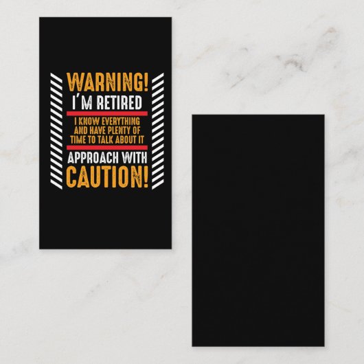 Retirement Gag Gezegde Senior Remoe Husband Visitekaartje (Voorkant / Achterkant)