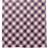 Retirement Gift Curtain Coral Navy Plaid Accent Douchegordijn (Voorkant)