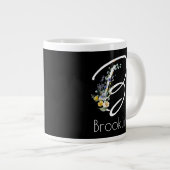 Retirement gift employer Monogram wildflower Grote Koffiekop (Voorkant rechts)