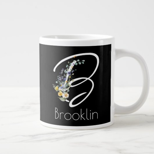 Retirement gift employer Monogram wildflower Grote Koffiekop (Rechts)