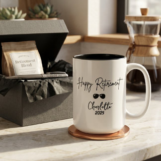 Retirement Gift – “The Adventure Begins” | Elegant Tweekleurige Koffiemok