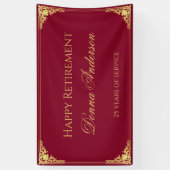 Retirement Gold Script Elegant Vintage Burgundy Spandoek (Verticaal)