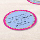 Retirement Gold-scroll Design personalize Ronde Kartonnen Onderzetter (Gebogen)