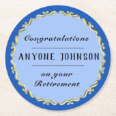Retirement Gold-scroll Design personalize Ronde Kartonnen Onderzetter (Voorkant)