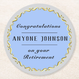 Retirement Gold-scroll Design personalize Ronde Kartonnen Onderzetter