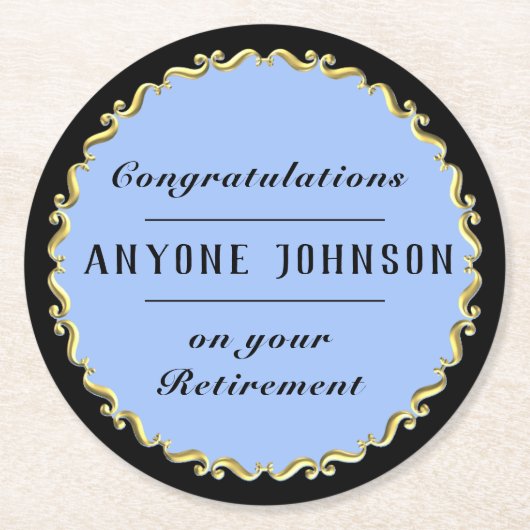 Retirement Gold-scroll Design personalize Ronde Kartonnen Onderzetter (Voorkant)