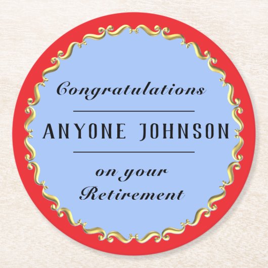 Retirement Gold-scroll Design personalize Ronde Kartonnen Onderzetter (Voorkant)