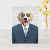 Retirement Golden Retriever in Suit Kaart (Gele Bloem)