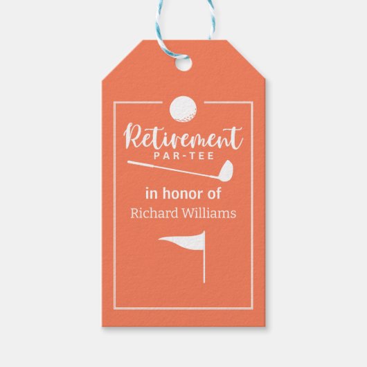 Retirement Golf Ball T-shirt Vlag Modern Cadeaulabel (Voorkant)