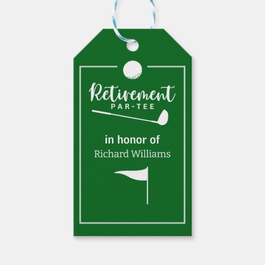 Retirement Golf Ball T-shirt Vlag Modern Cadeaulabel (Voorkant)