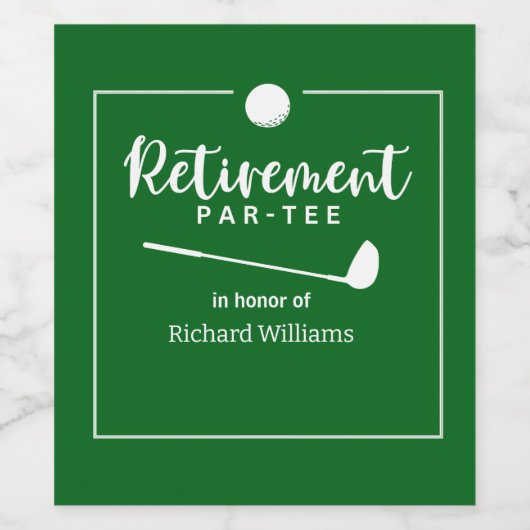Retirement Golf Ball T-shirt Vlag Modern Wijn Etiket (Enkel label)