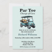 Retirement Golf Cart Par T-shirt Thema Uitnodiging (Voorkant)