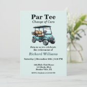 Retirement Golf Cart Par T-shirt Thema Uitnodiging (Staand voorkant)