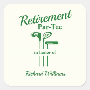 Retirement Golf Clubs Thema Par T-shirt Vierkante Sticker
