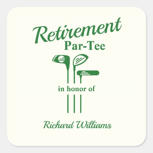 Retirement Golf Clubs Thema Par T-shirt Vierkante Sticker (Voorkant)