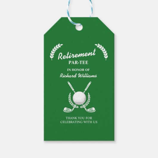 Retirement Golf Clubs Wreath Theme Party Cadeaulabel (Voorkant)